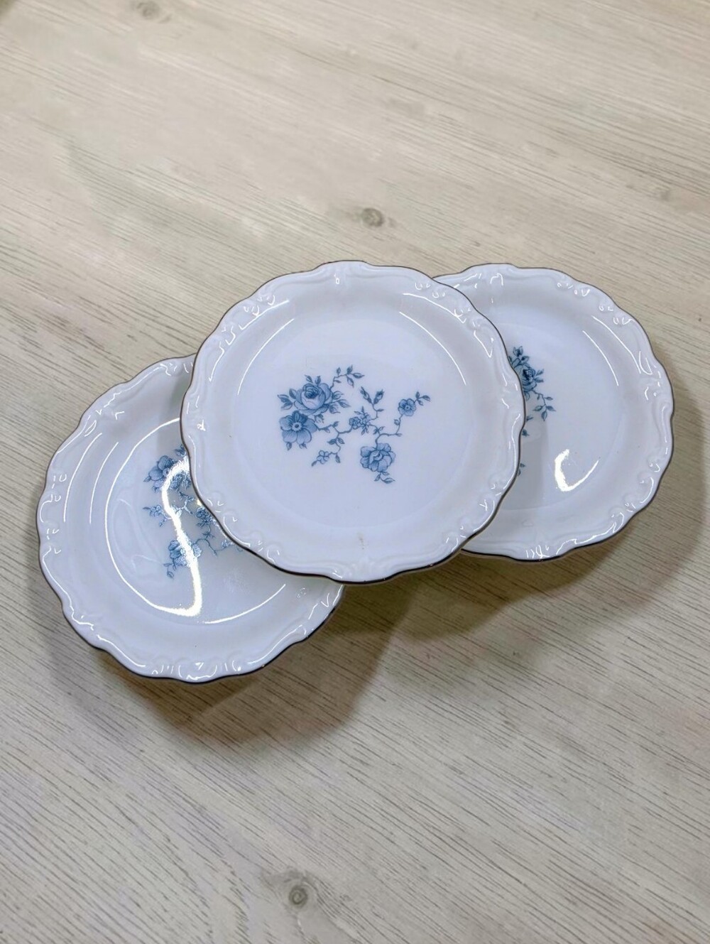 Haviland Blue Garland Drink Coasters Set Of 3 Bavaria Platinum Rim